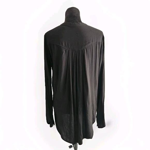 Cloth & Stone Women's Hi Low Black Long Sleeves V Neck Blouse Size M - Picture 3 of 7